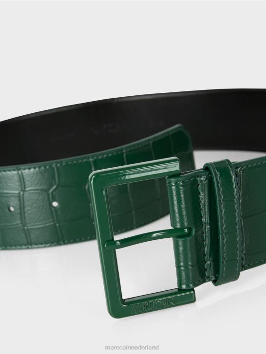 accessoire donker bos 464J1744 Riem van rundleer met krokodillenlook Marc Cain