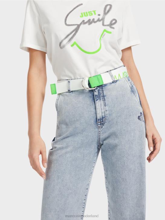 accessoire helder schokkend groen 464J1699 tailleriem met letterprint Marc Cain