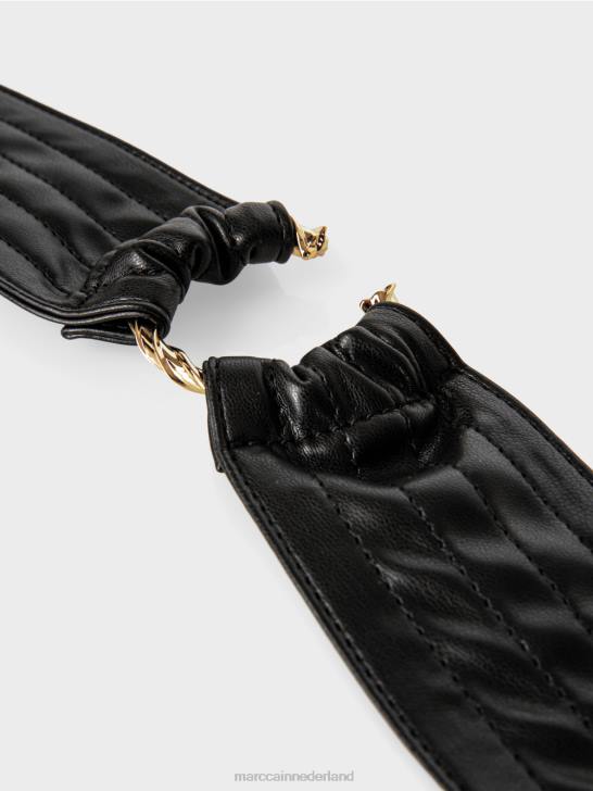accessoire zwart 464J1743 tailleriem met gedraaide versierde ring Marc Cain