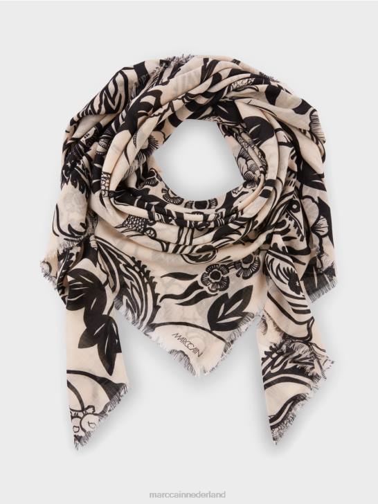 accessoire Amandelbloesem 464J1654 wollen sjaal met tattoo-print Marc Cain