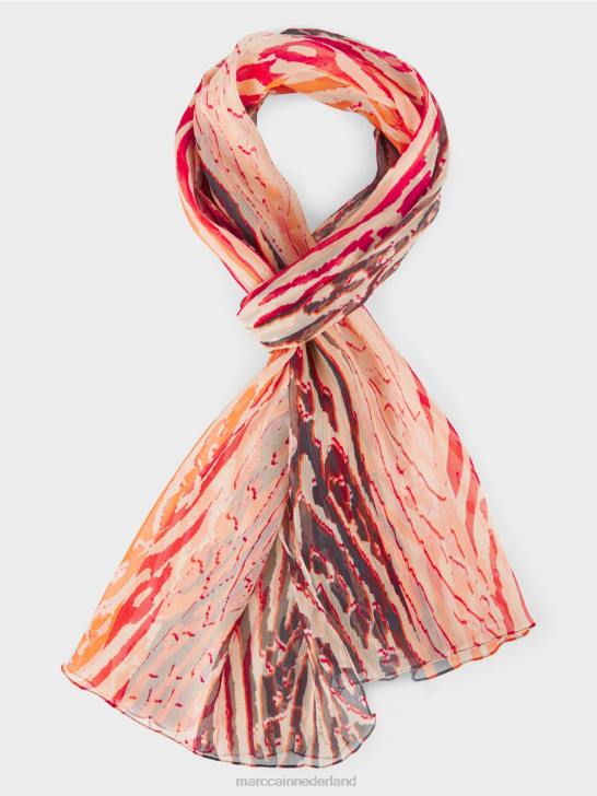 accessoire crème 464J1712 zijden sjaal met dierenbontprint Marc Cain