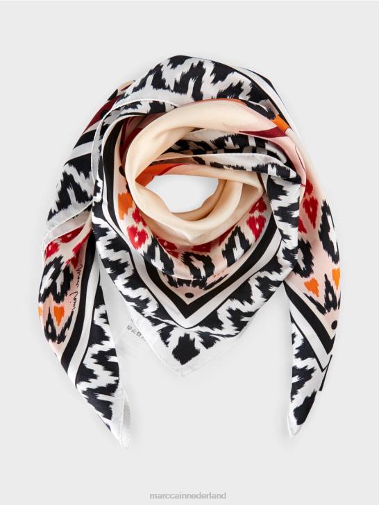 accessoire crème 464J1713 zijden sjaal met bloemenprint Marc Cain