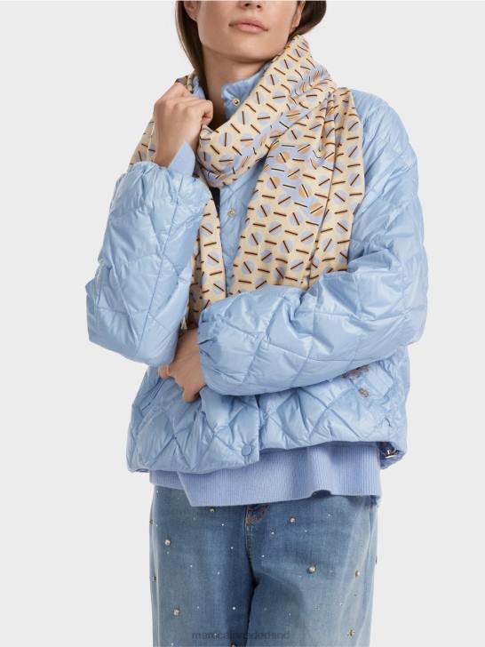 accessoire donkere crème 464J1676 sjaal met grafisch ontwerp Marc Cain