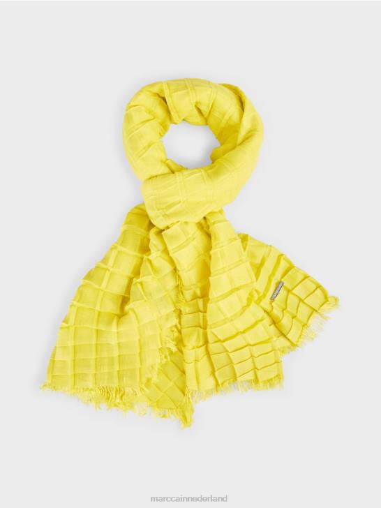 accessoire groene zwavel 464J1742 geplooide geruite sjaal Marc Cain
