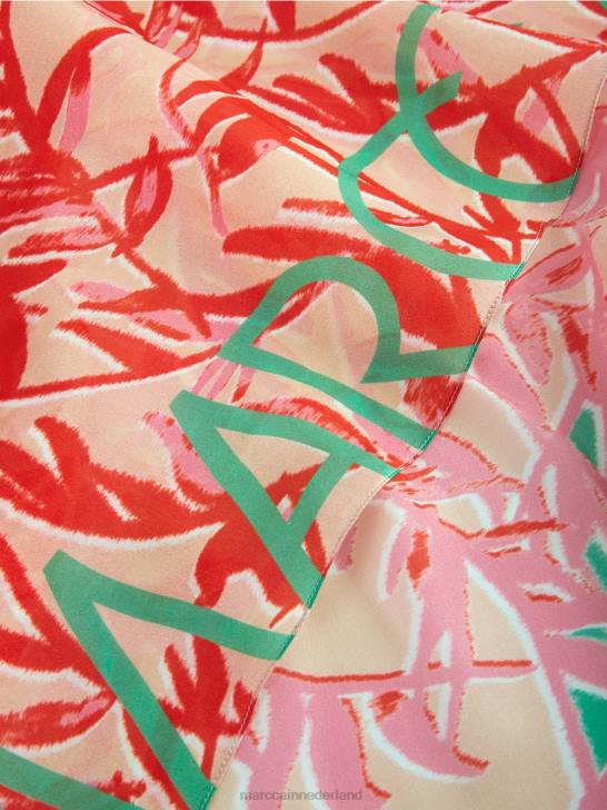 accessoire heldere jade 464J1736 elegante zijden sjaal met bloemmotief Marc Cain