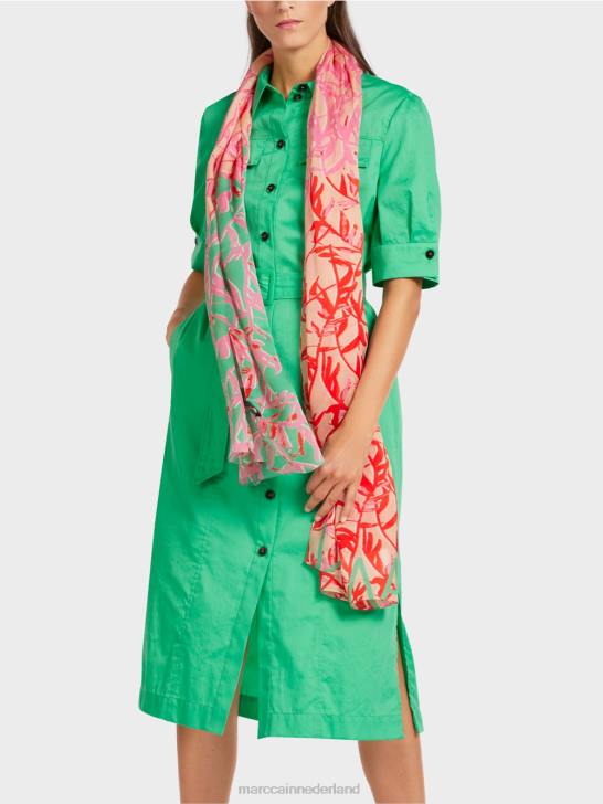 accessoire heldere jade 464J1736 elegante zijden sjaal met bloemmotief Marc Cain