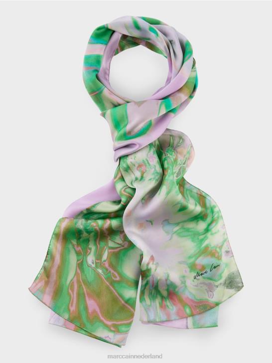 accessoire heldere lavendel 464J1665 delicate zijden sjaal met bloemmotief Marc Cain