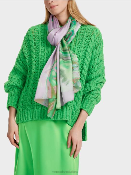 accessoire heldere lavendel 464J1665 delicate zijden sjaal met bloemmotief Marc Cain