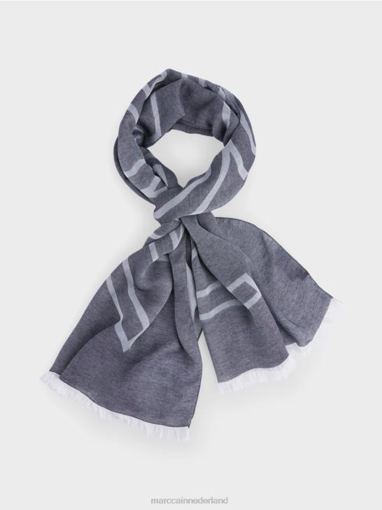 accessoire middernacht blauw 464J1749 sjaal met logo Marc Cain