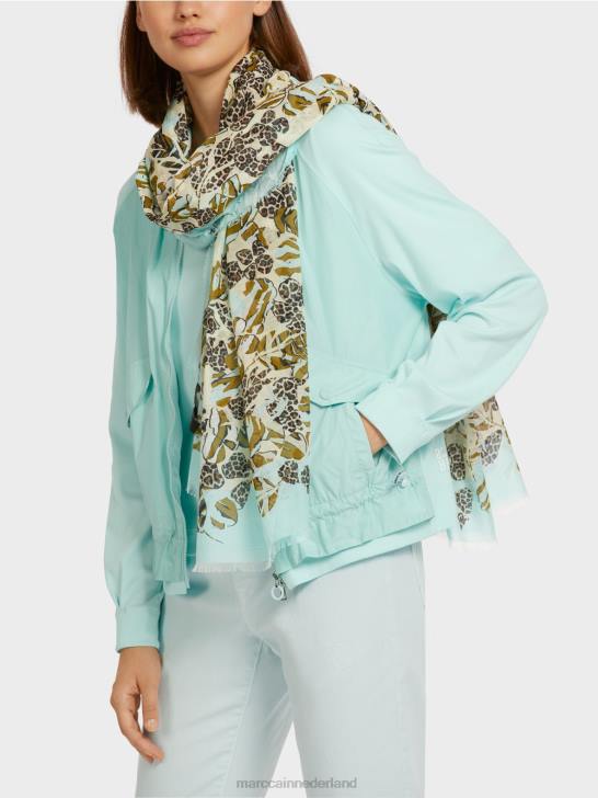 accessoire zacht dakraam 464J1732 sjaal met fauna- en floraprint Marc Cain