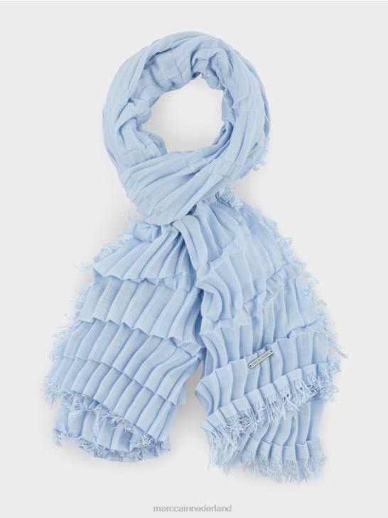 accessoire zacht poederblauw 464J1691 sjaal met plooistructuur Marc Cain