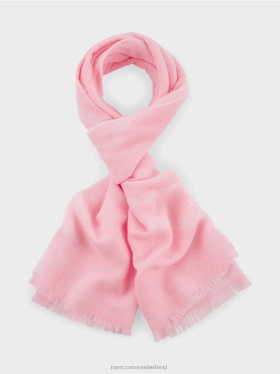 accessoire zacht poederroze 464J1704 geweven sjaal van scheerwol Marc Cain