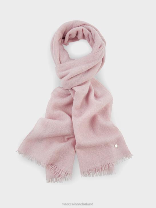 accessoire zacht poederroze 464J1705 elegante geweven sjaal met lurex Marc Cain
