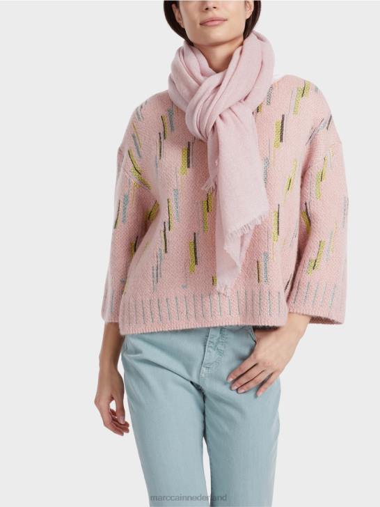 accessoire zacht poederroze 464J1705 elegante geweven sjaal met lurex Marc Cain