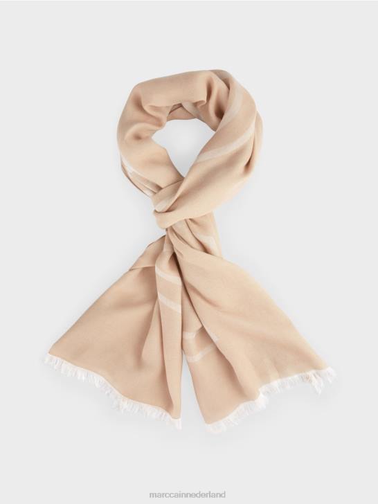accessoire zacht taupe 464J1748 sjaal met logo Marc Cain
