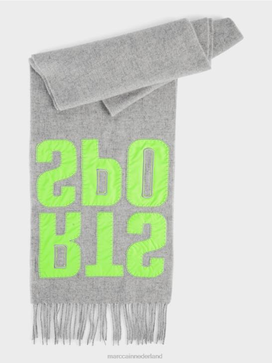 accessoire zilver grijs 464J1687 sjaal met letterapplicatie Marc Cain