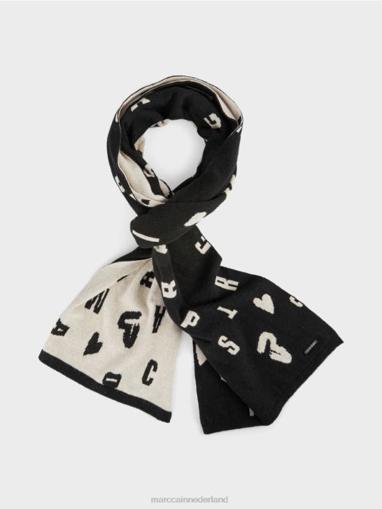 accessoire zwart 464J1693 omkeerbare sjaal "samen heroverwegen". Marc Cain