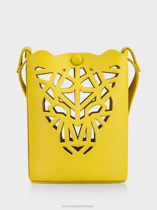 accessoire citroen groen 464J1532 \"Samen heroverwegen\" mini-tas met luipaardkop Marc Cain