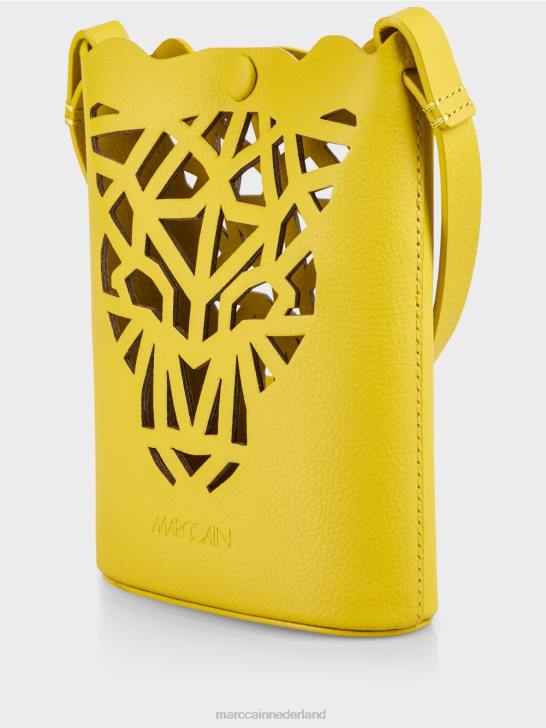 accessoire citroen groen 464J1532 \"Samen heroverwegen\" mini-tas met luipaardkop Marc Cain