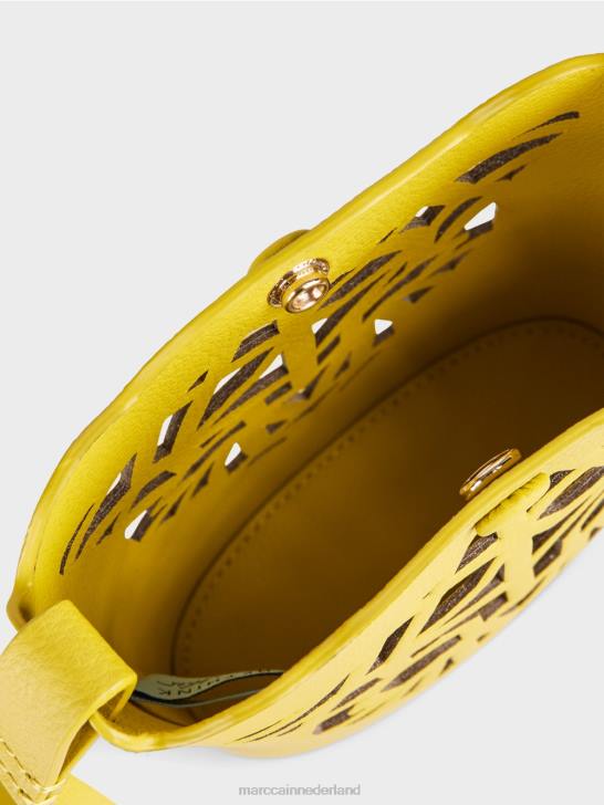 accessoire citroen groen 464J1532 \"Samen heroverwegen\" mini-tas met luipaardkop Marc Cain