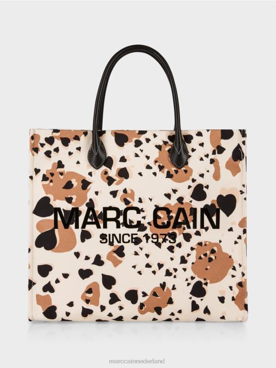 accessoire crème 464J1550 Draagtas met luipaardprint en mc-letters Marc Cain