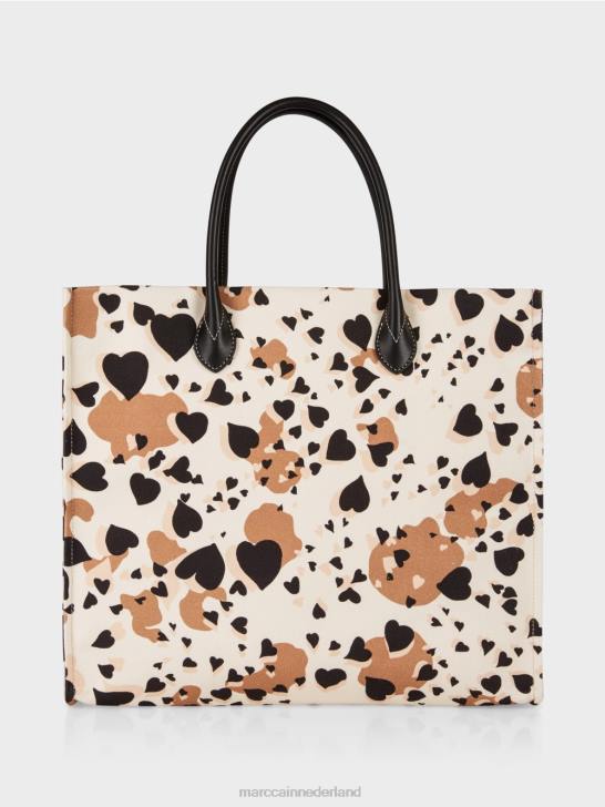 accessoire crème 464J1550 Draagtas met luipaardprint en mc-letters Marc Cain