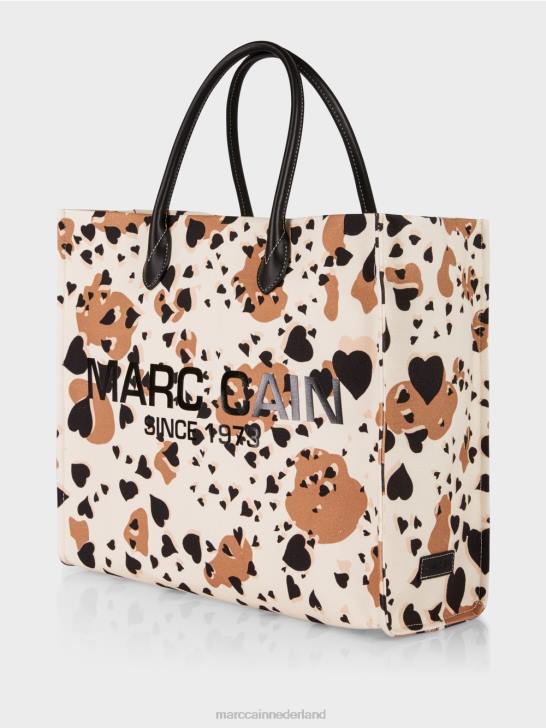 accessoire crème 464J1550 Draagtas met luipaardprint en mc-letters Marc Cain