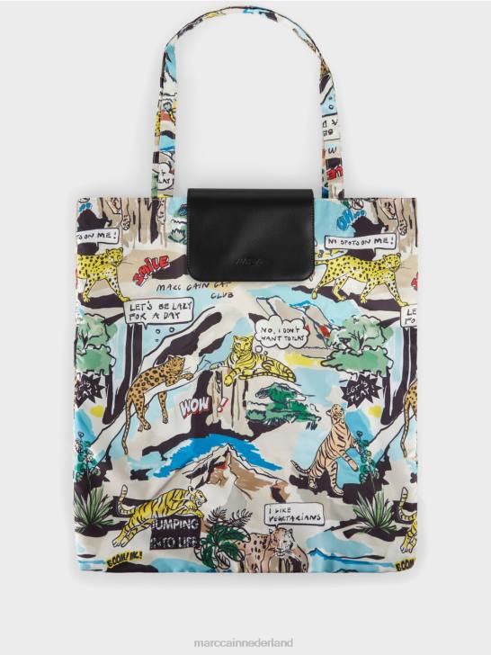 accessoire diepe zee 464J1515 shopper met "rethink Together" print Marc Cain