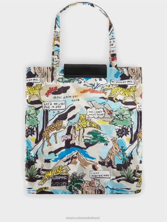 accessoire diepe zee 464J1515 shopper met \"rethink Together\" print Marc Cain