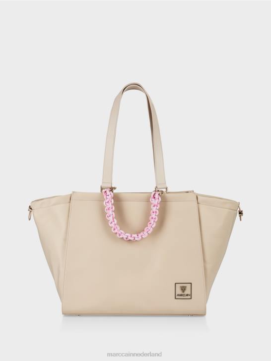 accessoire gebleekt zand 464J1549 "rethink Together" tas met gehaakt handvat Marc Cain