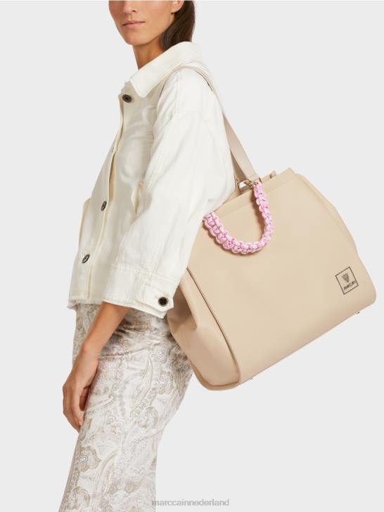 accessoire gebleekt zand 464J1549 \"rethink Together\" tas met gehaakt handvat Marc Cain
