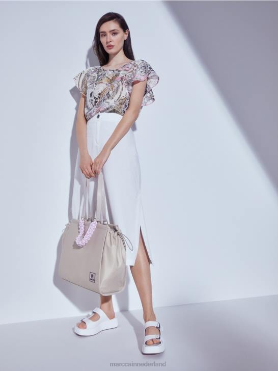 accessoire gebleekt zand 464J1549 \"rethink Together\" tas met gehaakt handvat Marc Cain