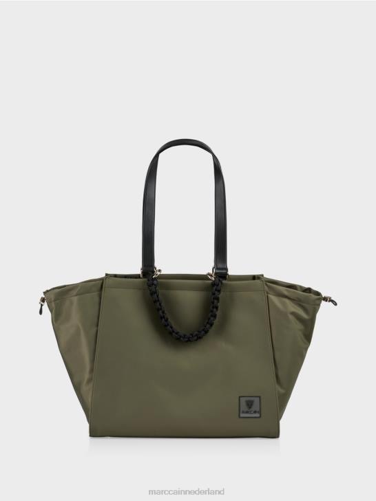 accessoire gele olijf 464J1538 "rethink Together" tas met gehaakt handvat Marc Cain