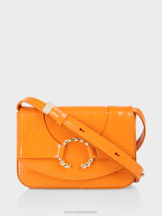 accessoire helder oranje 464J1544 schoudertas met decoratieve ring Marc Cain