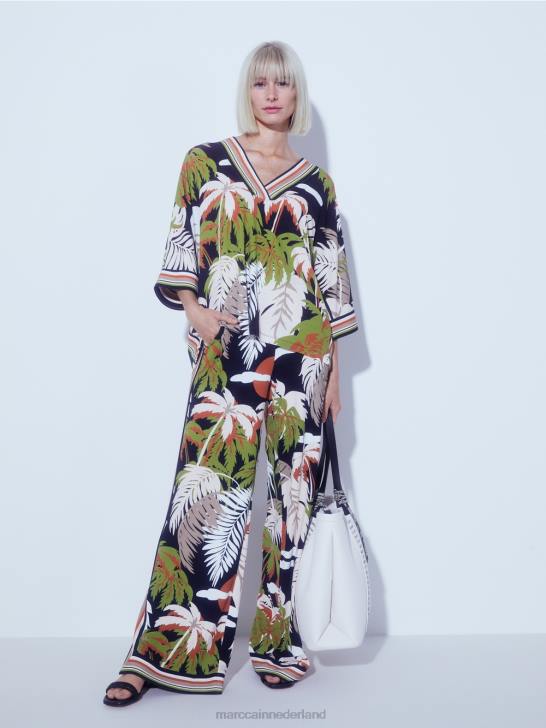 accessoire wit en zwart 464J1524 \"rethink Together\" draagtas met leer Marc Cain