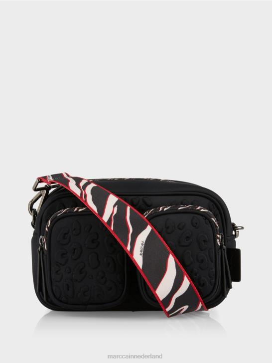 accessoire zwart 464J1517 schoudertas met reliëfontwerp Marc Cain