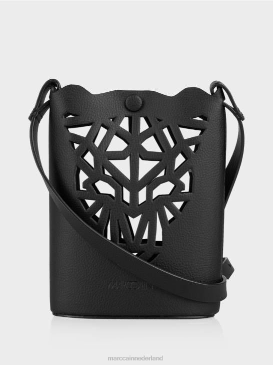 accessoire zwart 464J1525 "Samen heroverwegen" mini-tas met luipaardkop Marc Cain