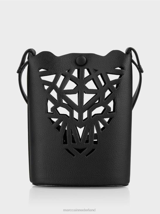 accessoire zwart 464J1525 \"Samen heroverwegen\" mini-tas met luipaardkop Marc Cain