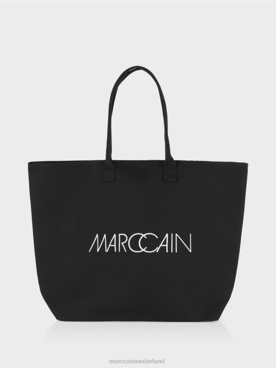 accessoire zwart 464J1551 grote shopper met logoprint Marc Cain