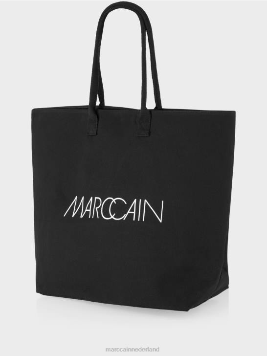 accessoire zwart 464J1551 grote shopper met logoprint Marc Cain