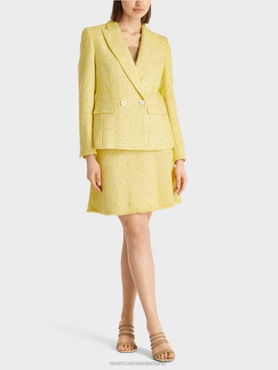 kleding citroen groen 464J186 katoenen tweedblazer Marc Cain