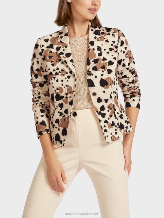 kleding crème 464J204 blazer met hartvormig luipaarddessin Marc Cain