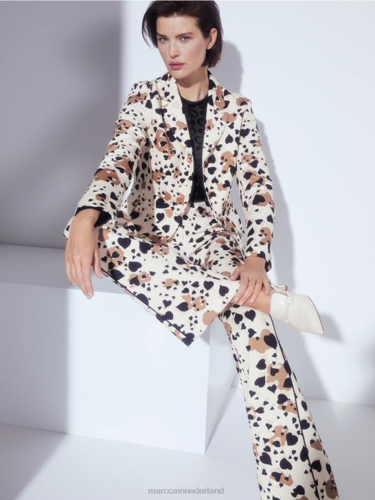 kleding crème 464J204 blazer met hartvormig luipaarddessin Marc Cain