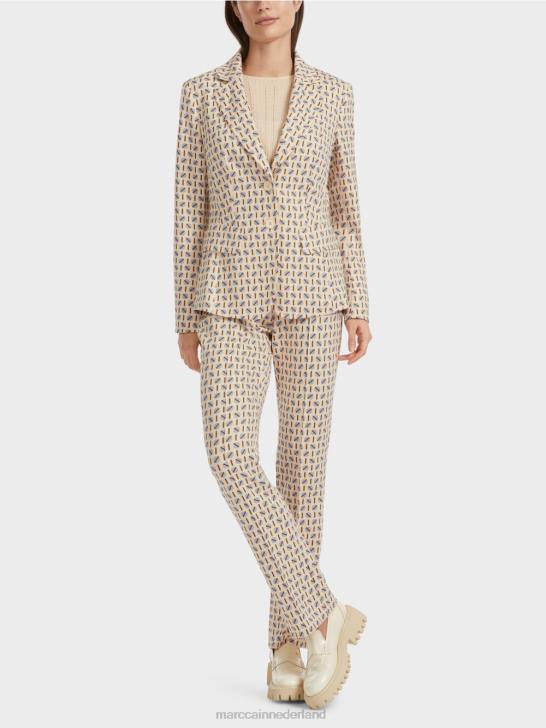 kleding donkere crème 464J161 grafisch ontwerpblazer Marc Cain
