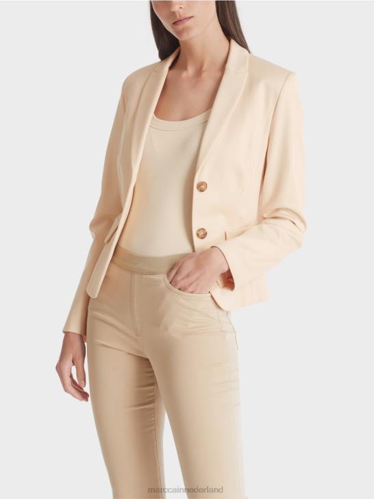 kleding donkere crème 464J176 getailleerde blazer met smalle revers Marc Cain