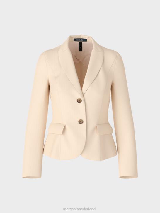 kleding donkere crème 464J176 getailleerde blazer met smalle revers Marc Cain