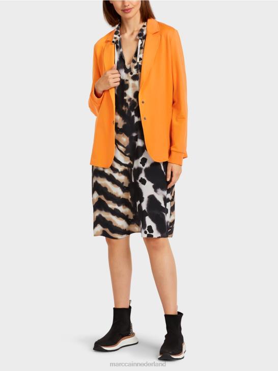 kleding fel oranje 464J201 sportieve blazer met geribde gebreide manchetten Marc Cain