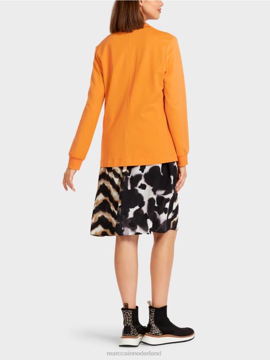 kleding fel oranje 464J201 sportieve blazer met geribde gebreide manchetten Marc Cain
