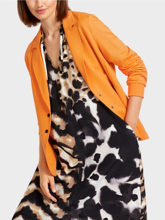 kleding fel oranje 464J201 sportieve blazer met geribde gebreide manchetten Marc Cain
