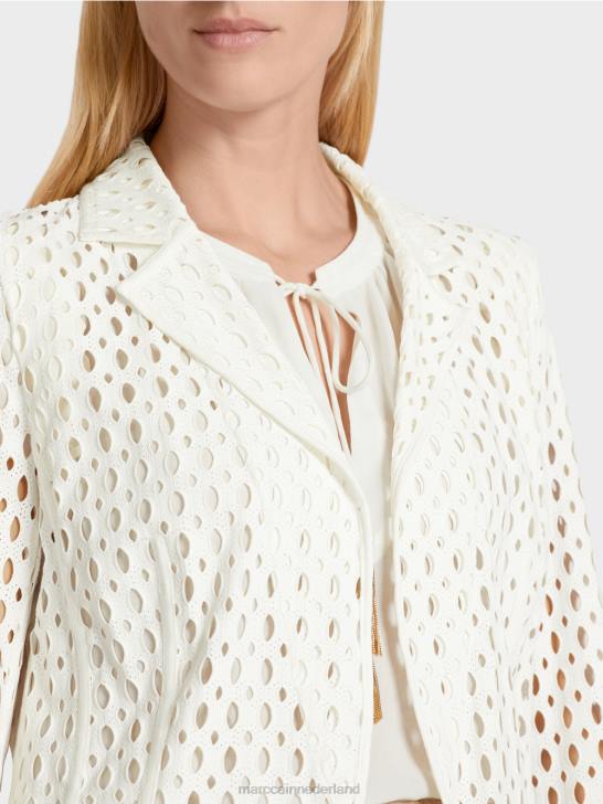 kleding gebroken wit 464J189 blazer met geperforeerd patroon Marc Cain